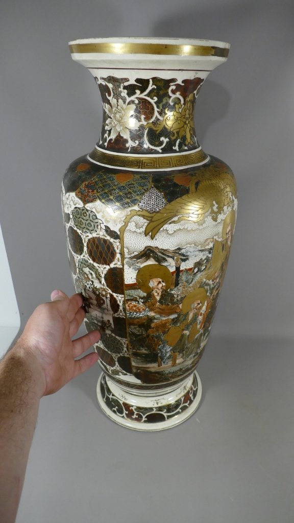 63.5 Cm, Large Japanese Vase In Satsuma Faience, XIXth Time-photo-6