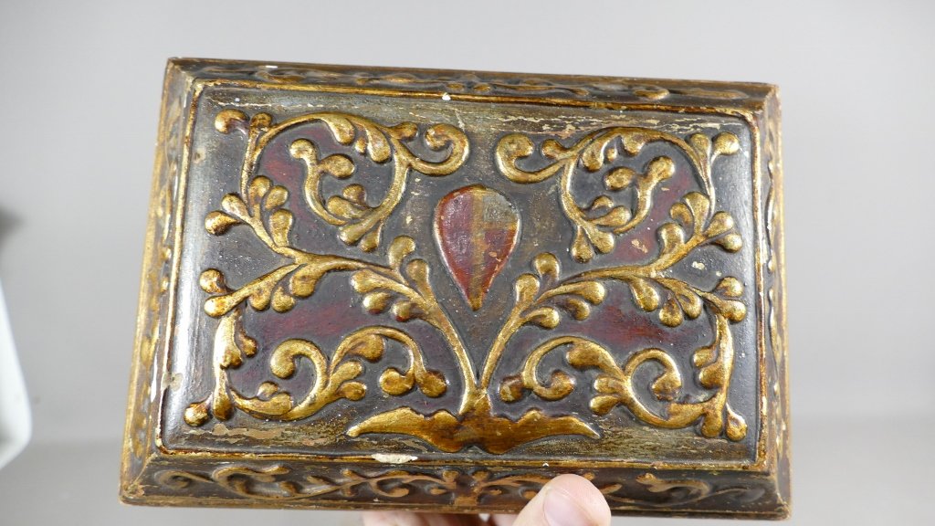 Box Wooden Carved Gilt And Polychrome Nineteenth Time-photo-3