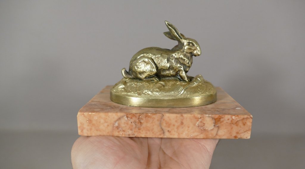 Bronze Animalier, Statuette Lapin à La Carotte Et Salade, Dans Le Goût De Mène, Barye, XIX ème-photo-2