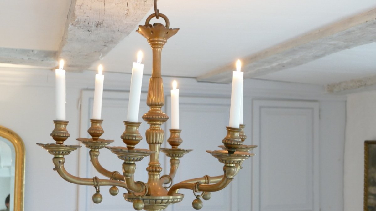 Chandelier In Bronze Louis XIV Style 1940-photo-3