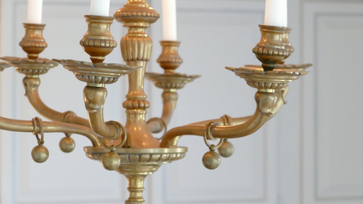 Chandelier In Bronze Louis XIV Style 1940-photo-4