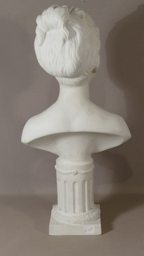 Bust Of Louise Brongniart By Houdon, Porcelain Biscuit, Manufacture De Villenauxe, XIX-photo-2