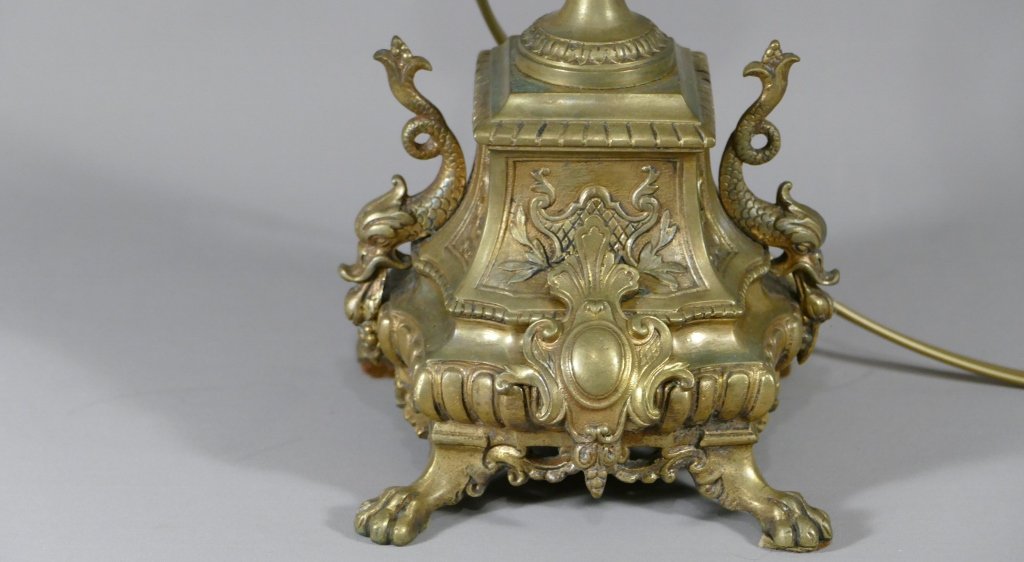 Lampe Chandelier En Bronze Doré Vernis, époque Napoléon III-photo-3