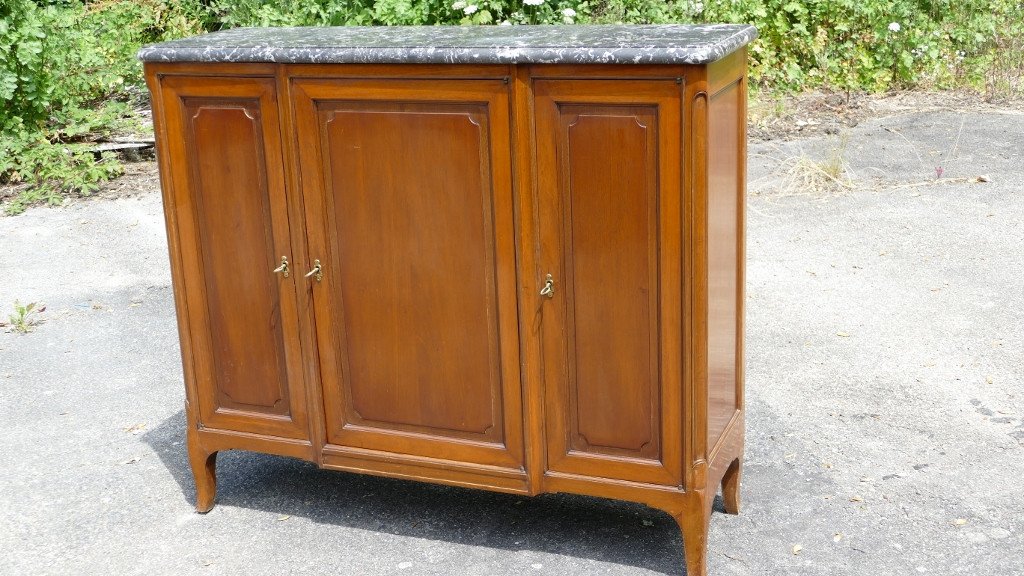 Buffet 3 Doors Height Support Mahogany And Marble, Transition Style, Early Twentieth Time-photo-2