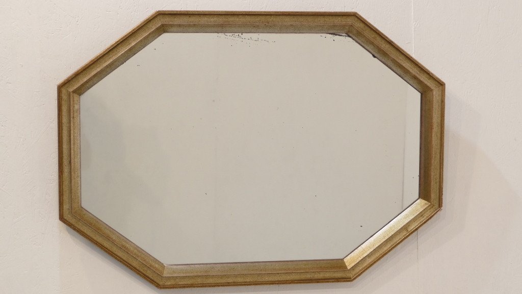 Octagonal Mirror In Wood With Silver Patina, Art Deco Period-photo-2