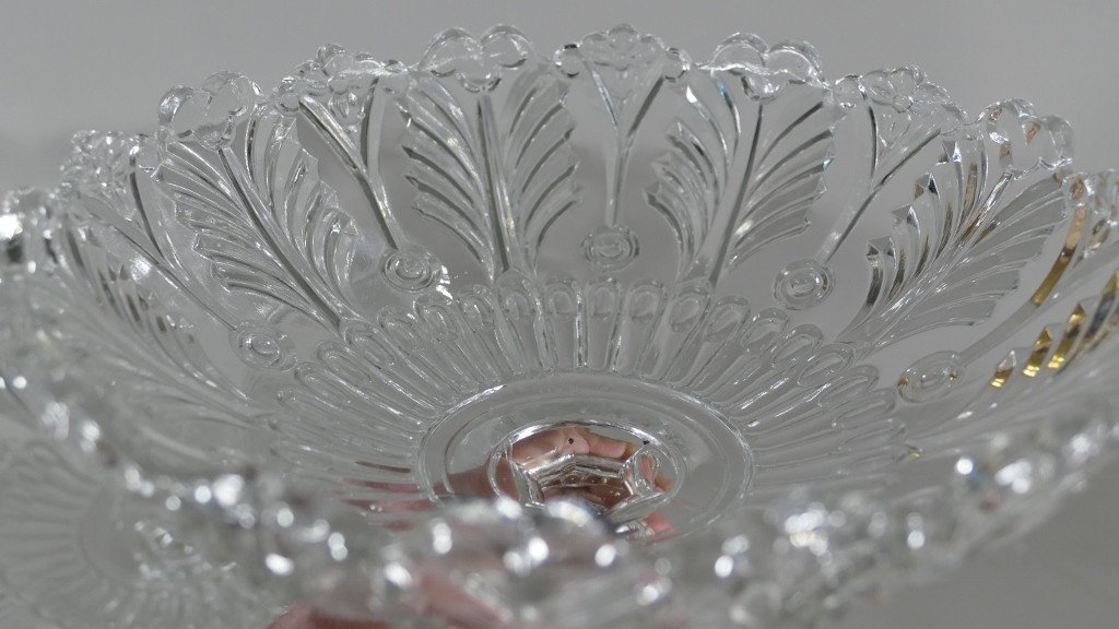 Pair Of Molded Crystal Cups From Val St Lambert, Belgium, Early Twentieth-photo-1