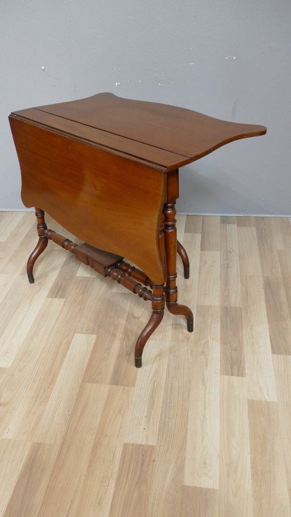 Gateleg Table In Mahogany, Polylobed Shape And Curved Feet, England Mid XIXth Century-photo-4