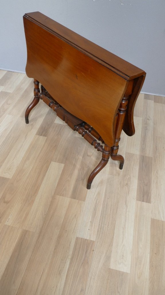 Gateleg Table In Mahogany, Polylobed Shape And Curved Feet, England Mid XIXth Century-photo-5