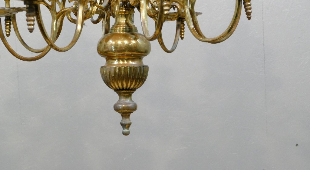 Important Louis XIII Style Chandelier With Crown With 12 Lights, Bronze, XIXth Time-photo-4