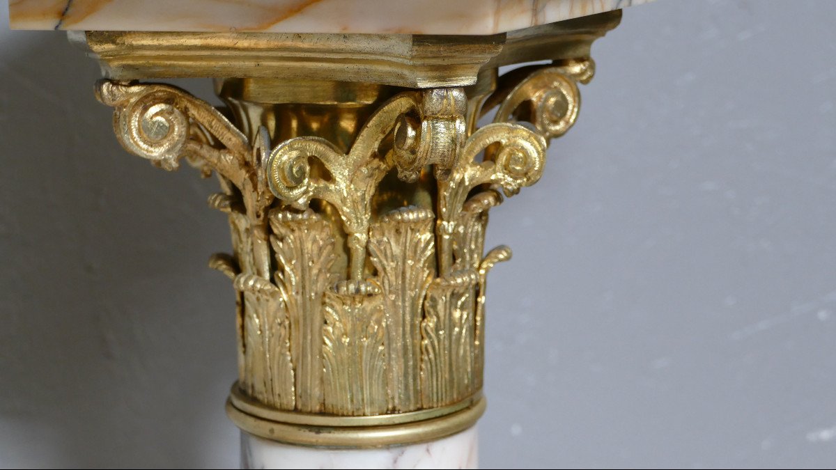 Napoleon III Column In Marble And Gilt Bronze In Corinthian Capital, XIX-photo-3