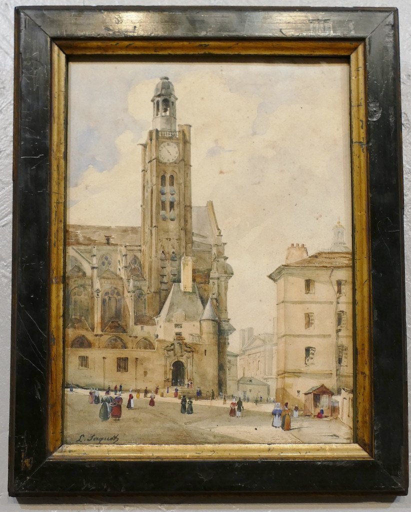 Léonard Saquet, Eglise Saint Étienne Du Mont à Paris, Vue Depuis La Rue Sainte Geneviève