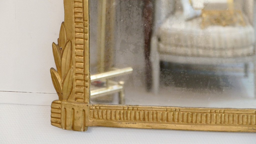 Louis XVI Mirror In Carved Wood Gilded With Leaf, Gardener Attributes, XVIII-photo-1