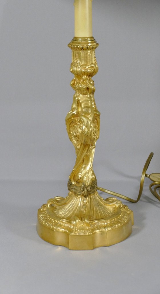 Ch. White, Gilt Bronze Lamp With Putti, Masonic Symbols, Late Nineteenth Time-photo-2