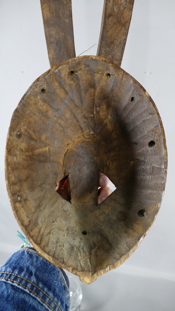 Masque Africain En Bois Sculpté Et Polychrome, époque Dernier Tiers XX ème Siècle-photo-5