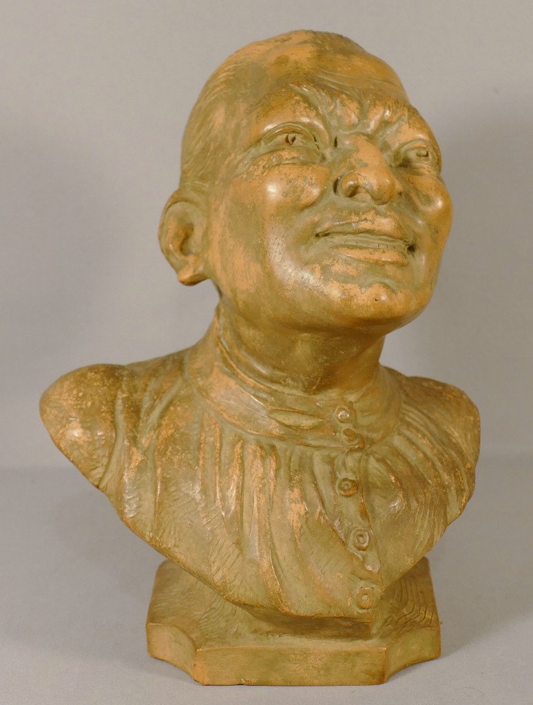 Thomas Cartier, Terracotta Bust Of An Asian Man, Early Twentieth Time-photo-2