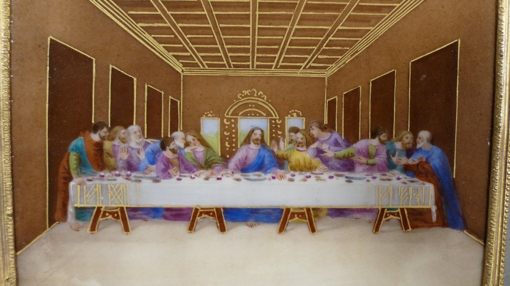 The Last Supper, The Last Supper After Leonardo Da Vinci, Hand Painting On Porcelain, XIX-photo-2