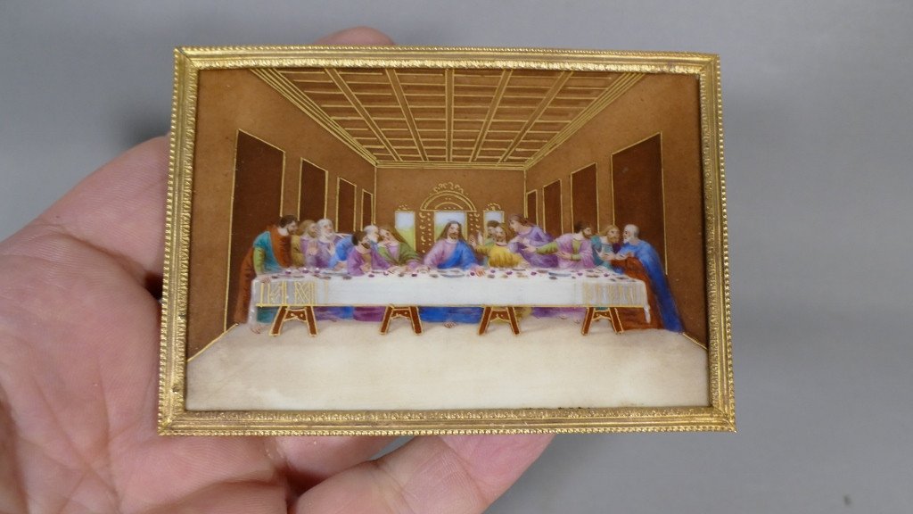 The Last Supper, The Last Supper After Leonardo Da Vinci, Hand Painting On Porcelain, XIX-photo-1