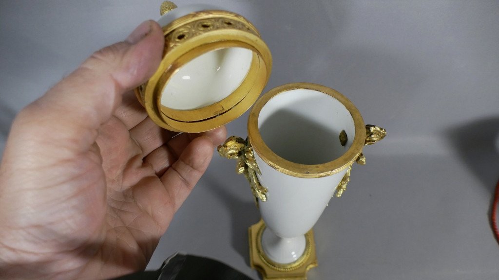 Perfume Burner, Cassolette In White Porcelain And Gilt Bronze, Napoleon III-photo-4