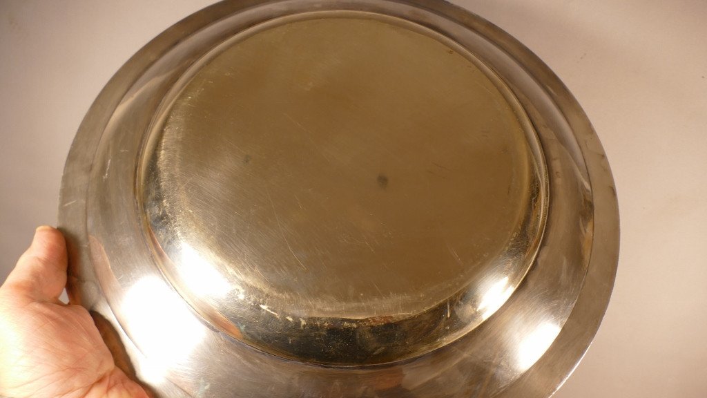 Christofle, Large Round Serving Dish In Silver Metal, XIXth Time-photo-2