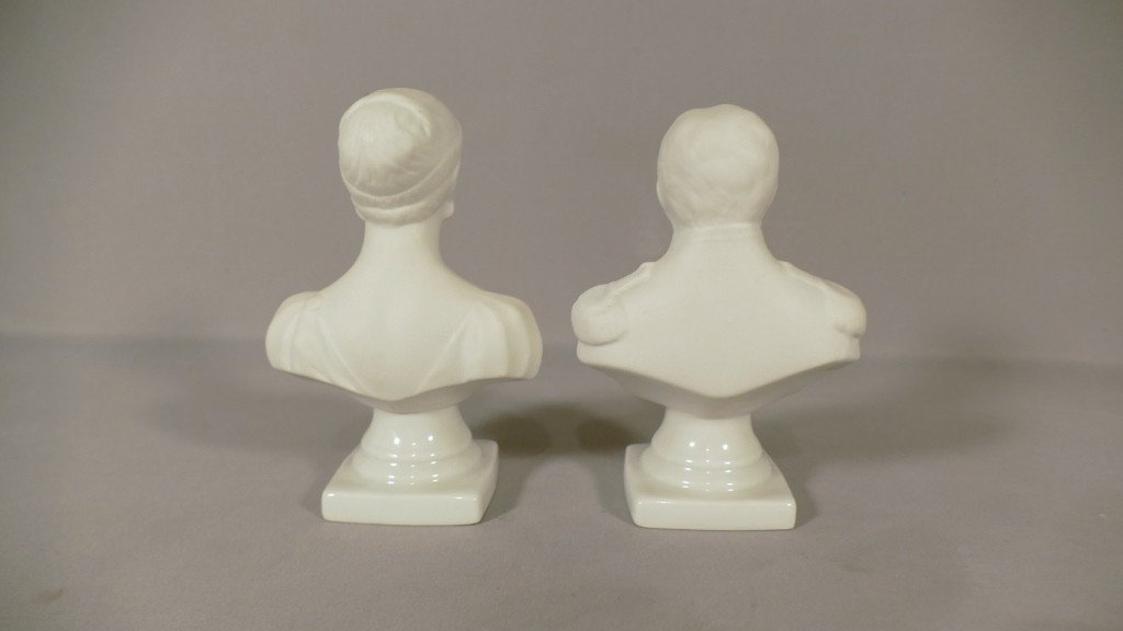 Pair Of Napoleon And Josephine Busts In Limoges Biscuit, Around 1950-photo-3