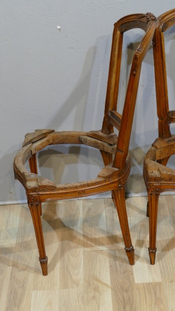 Pair Of Louis XV Louis XVI Transition Period Chairs In Oak Barrel XVIII-photo-2