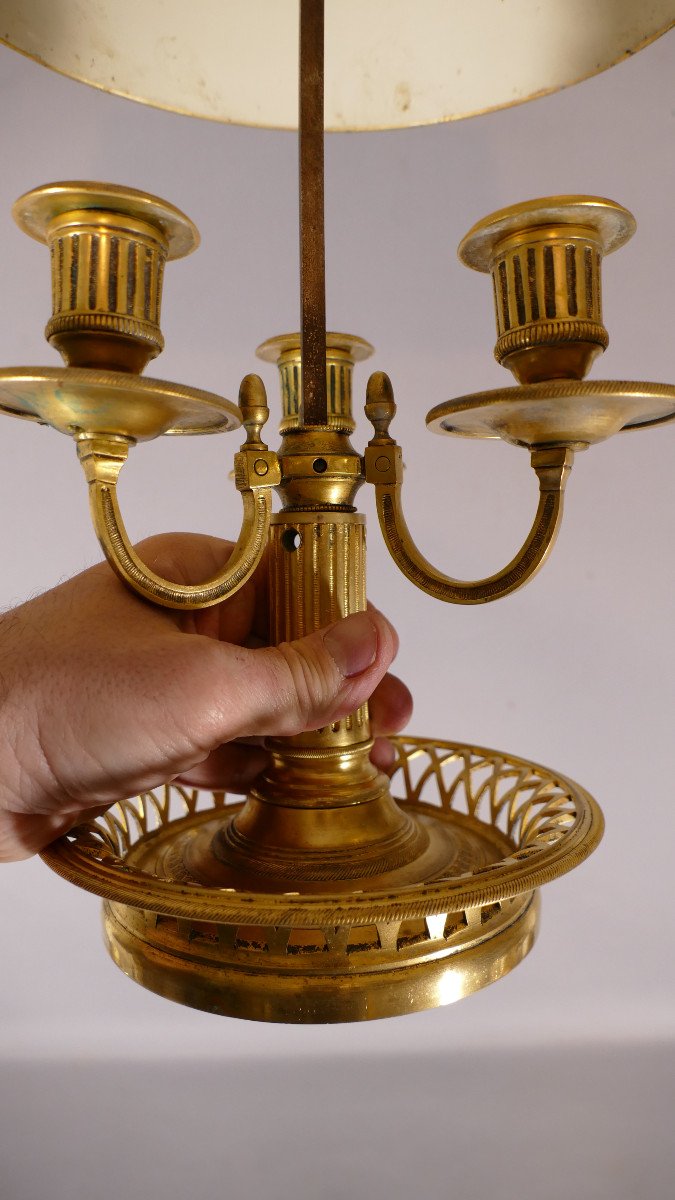 Louis XVI Hot Water Bottle Lamp Gilt Bronze And Sheet Metal, Openwork Basket Base, XIXth Time-photo-6