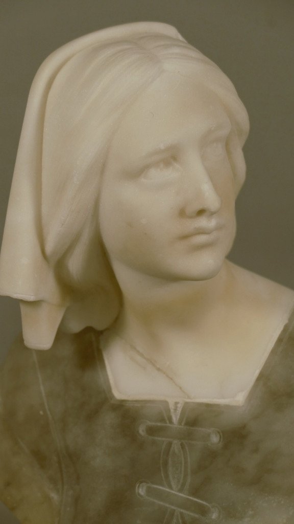 Alabaster Bust Of A Young Woman; Italy, Early 20th Century-photo-2