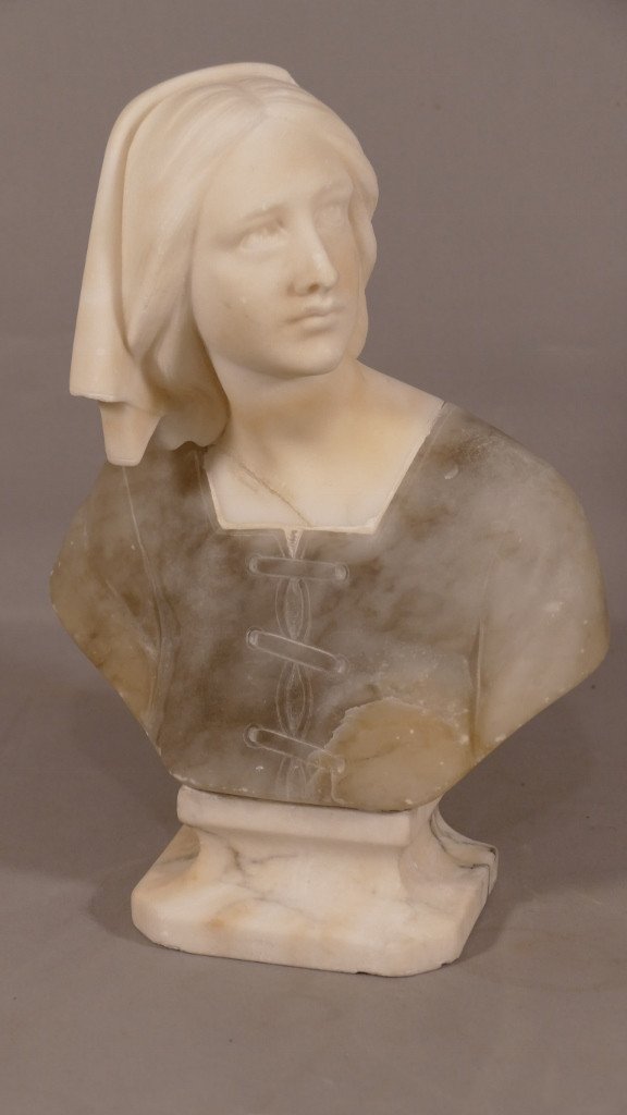 Alabaster Bust Of A Young Woman; Italy, Early 20th Century-photo-3