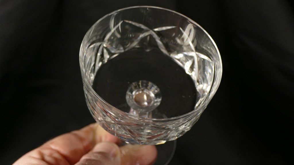 Cristal De Sèvres, 12 Champagne Glasses Cut Crystal Art Deco Shape-photo-1