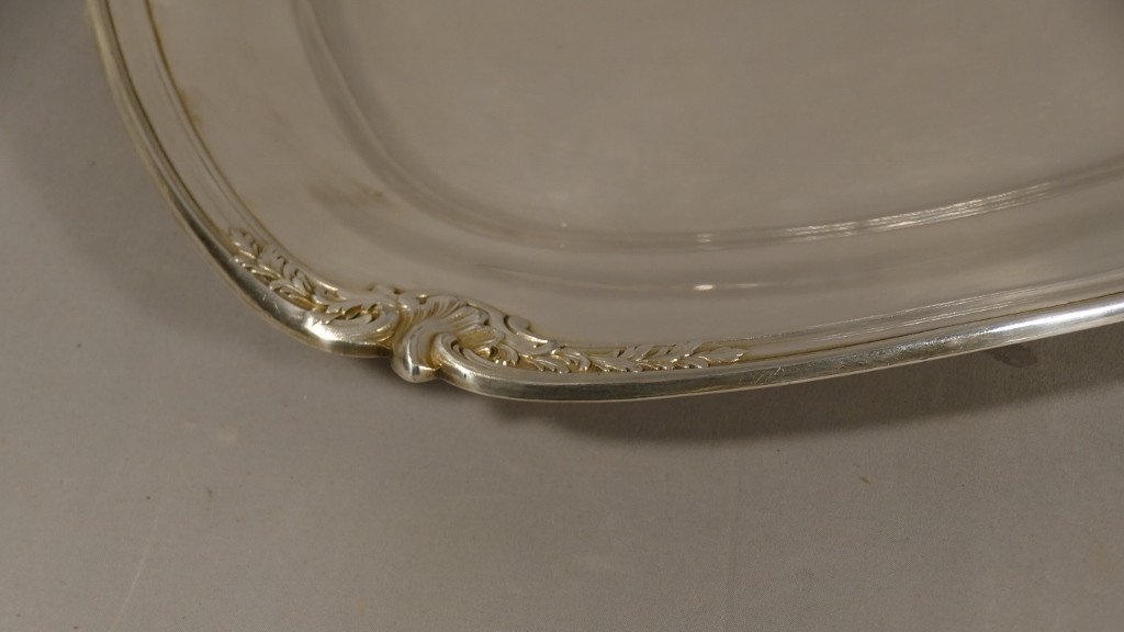 Christofle Gallia, Art Deco Serving Dish With Acanthus Leaves Silver Metal-photo-2