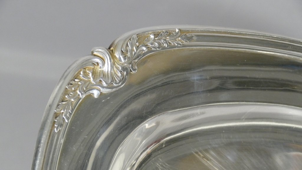 Christofle Gallia, Art Deco Serving Dish With Acanthus Leaves Silver Metal-photo-3