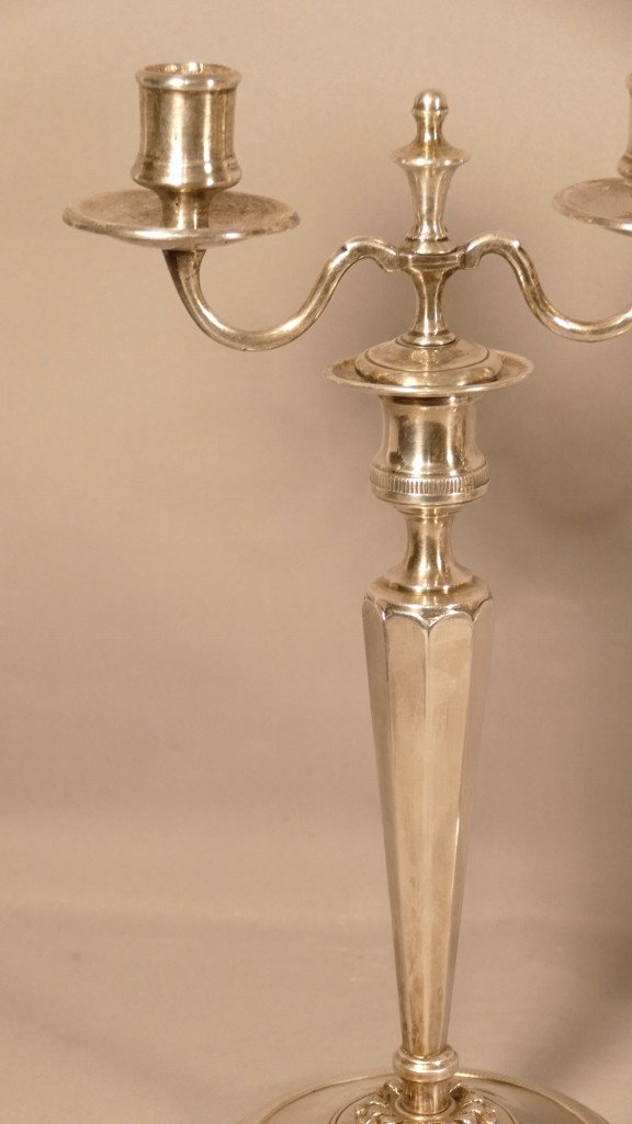 Claude Galle Or Ravrio, Pair Of Candlesticks Candlesticks In Silver Bronze, Late Eighteenth Century-photo-2