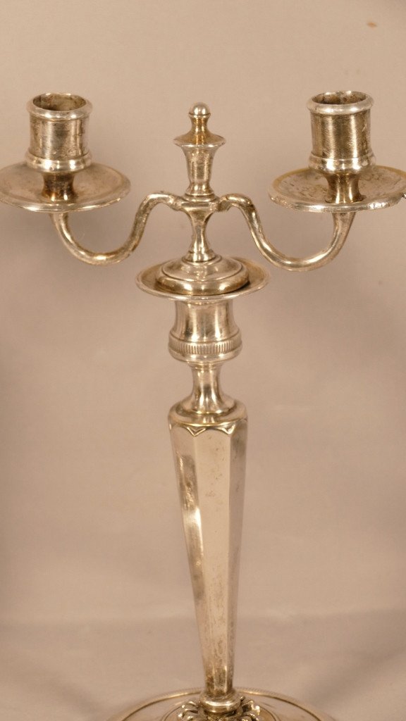 Claude Galle Or Ravrio, Pair Of Candlesticks Candlesticks In Silver Bronze, Late Eighteenth Century-photo-4