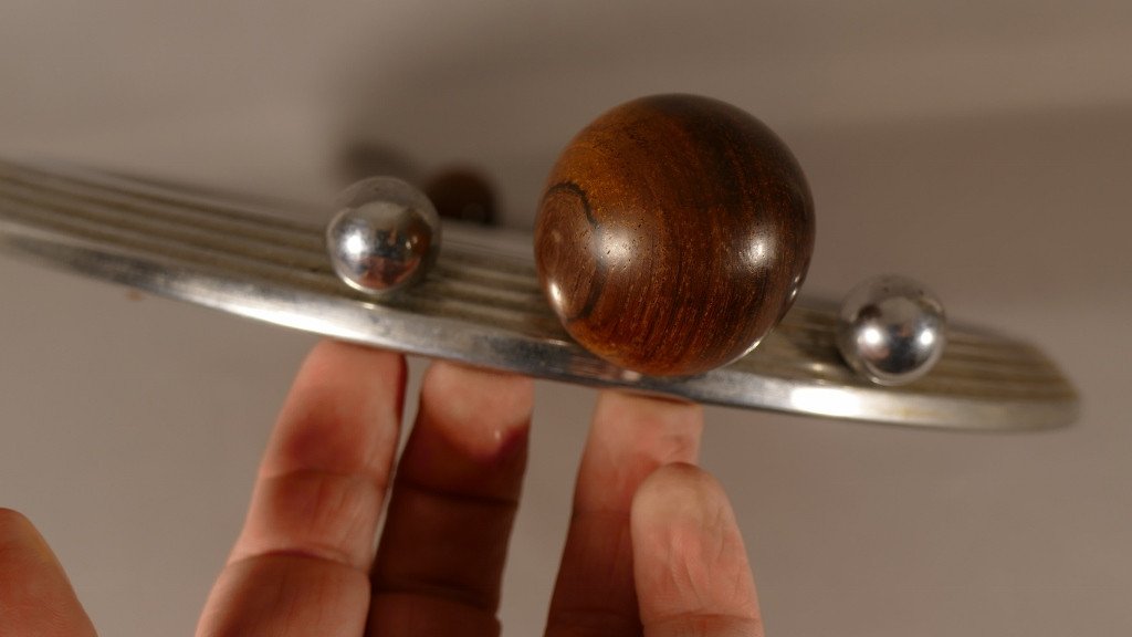 Art Deco Tray In Silver Metal, Mirror And Rosewood, 1930-photo-1