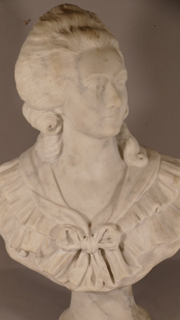 Bust Of Young Woman In Marble Signed A Bartel, XIXth Time-photo-2