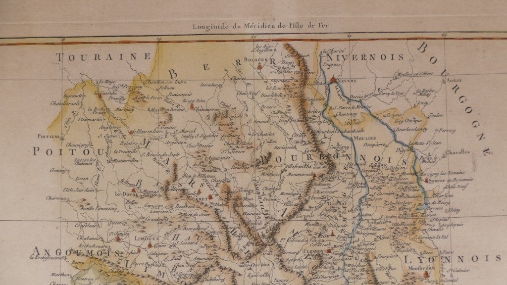 18th Century Map Of La Marche, Limousin, Auvergne And Bourbonnois By M. Bonne-photo-3