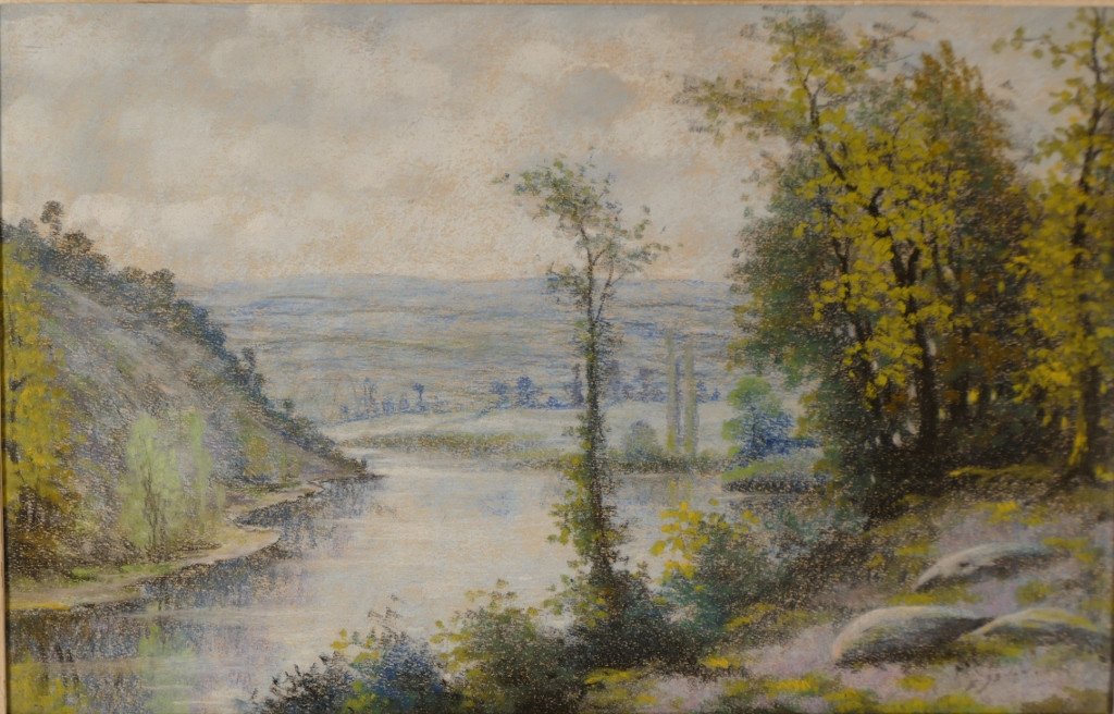 Vallée De La Creuse, école De Crozant, Pastel d'Eugène Senamaux