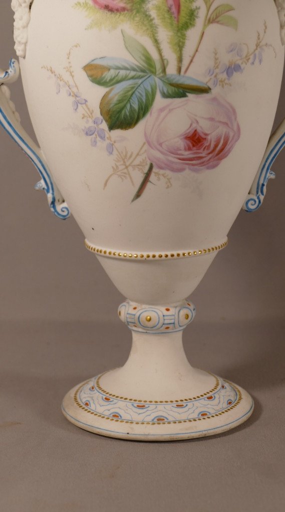 Henri Ardant &co (1858-1881), Very Rare Painted Porcelain Biscuit Vase, XIXth Century-photo-3