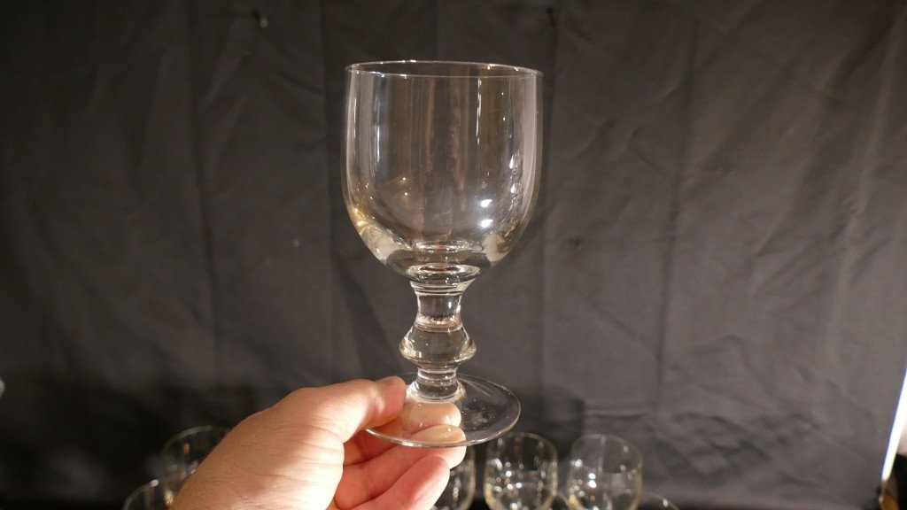 12 Grands  Verres à Eau En Cristal Soufflé époque XIX ème-photo-4