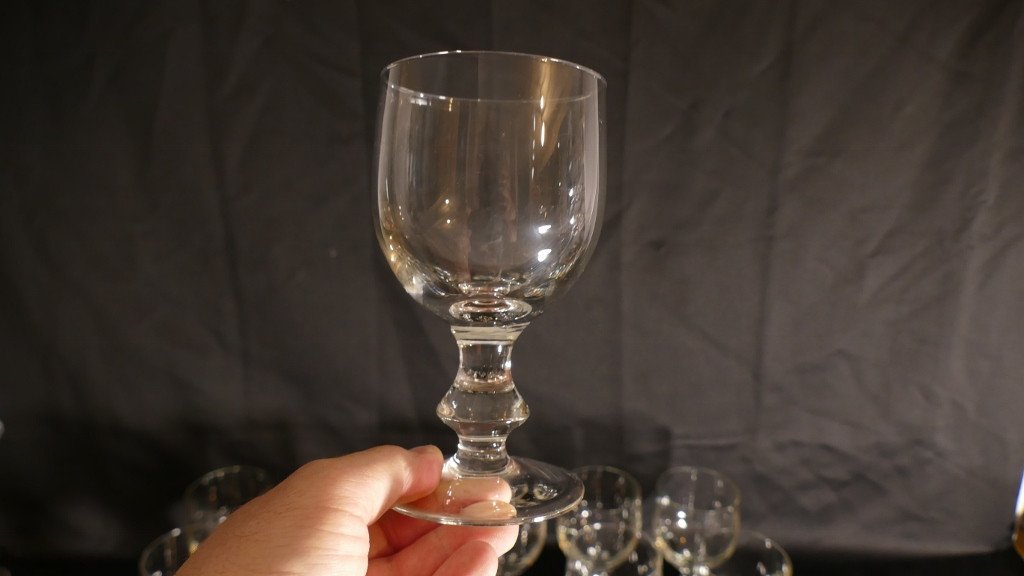 12 Grands  Verres à Eau En Cristal Soufflé époque XIX ème-photo-1