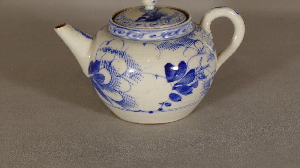 Japanese Enameled Stoneware Teapot, Early 20th Century-photo-2