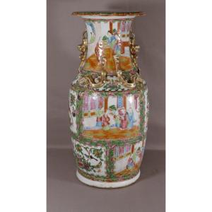 Vase En Porcelaine De Canton, Chine XIX ème Siècle