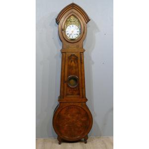 Important Floor Clock In Walnut, Very Original Shape, XIXth Time
