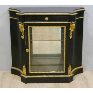 Support Cabinet Forming A Showcase In Black Wood And Gilt Bronze, Napoleon III