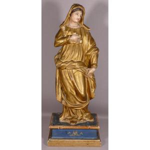 Virgin In Carved Wood Gilded With Leaf Late Eighteenth Time
