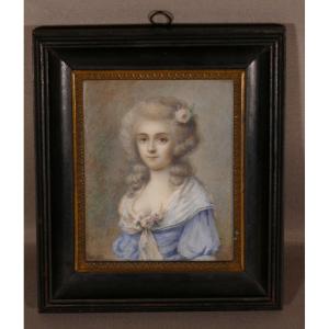 Antoine Berjon (1754-1843), Miniature, Portrait Femme, Marie Antoinette, Fin XVIII è