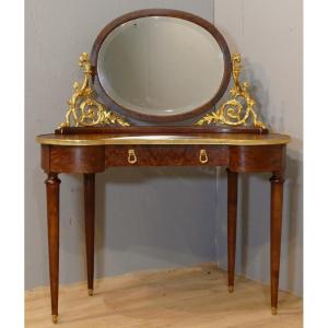 Dressing Table Dressing Table Kidney Shape, Thuja Burl And Gilt Bronze, Late XIX