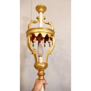 Lantern Processional Or Vestibule Lamp In Golden Wood XIXth Century