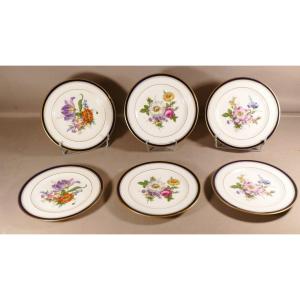 Haviland Bouquet Of Flowers, 6 Dessert Plates Early 20th Century