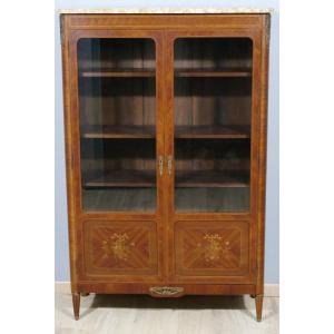 Louis XVI Style Bookcase With Musical Attributes In Frisage, 1925 Period